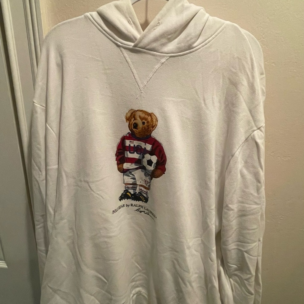 Ralph Lauren White Sweater with Bear Graphic